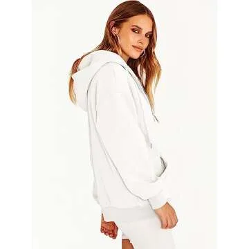 Caracilia Women's Oversized Zip Up Hoodie for Fall