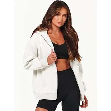 Caracilia Women's Oversized Zip Up Hoodie for Fall