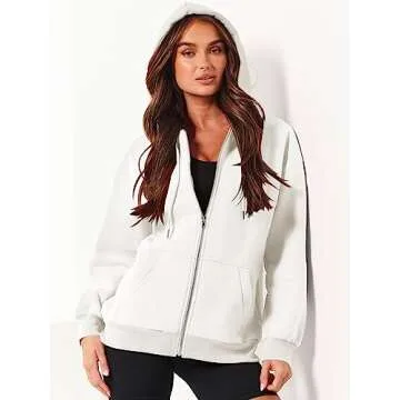 Caracilia Women's Oversized Zip Up Hoodie for Fall