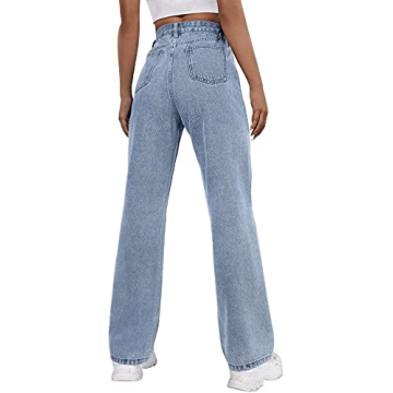 Stylish SweatyRocks Ripped Straight Leg Jeans for Women