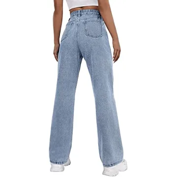 Stylish SweatyRocks Ripped Straight Leg Jeans for Women