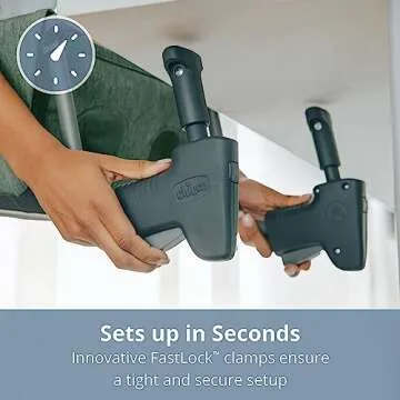 Chicco FastLock® Hook-On High Chair, Portable High Chair for Babies and Toddlers, Sets up in Seconds | Black/Black