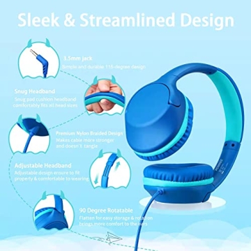POWMEE Kids Headphones - Comfortable, Durable & Stylish