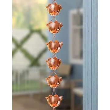 Elegant Copper Lotus Rain Chain for Stylish Outdoor Decor