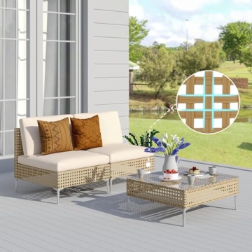 Grand Patio 3-Piece Wicker Patio Furniture Set - Stylish Outdoor Sofa with Coffee Table and Water Re...