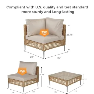 Grand Patio 3-Piece Wicker Sofa Set with Coffee Table