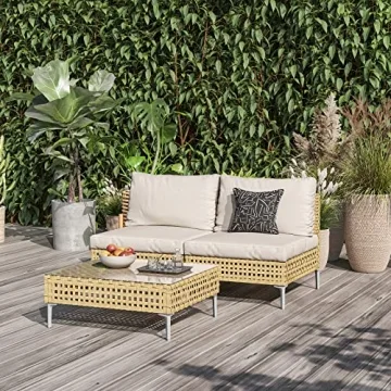 Grand Patio 3-Piece Wicker Sofa Set with Coffee Table