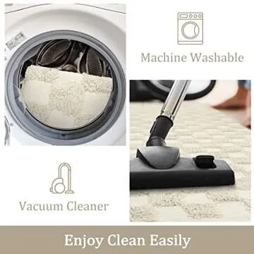 Lahome Checkered 4x6 Rug, Boho Area Rugs for Bedroom Living Room Aesthetic Washable Checkerboard Nursery Rug with Tassels, Farmhouse Non-Shedding Beige Throw Rug Floor Carpet for Bathroom Dorm