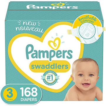 Baby Diapers Size 3, 168 Count - Pampers Swaddlers, ONE MONTH SUPPLY (Packaging and Prints on Diaper...
