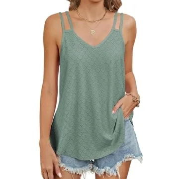Stylish Summer Women's Tank Top with Eyelet Embroidery