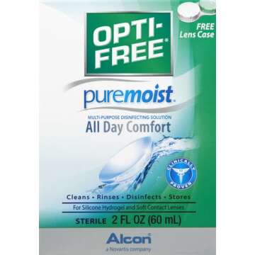 Opti-Free Puremoist Multi-Purpose Contact Lens Cleaning and Disinfecting Solution with Lens Case, 2 ...