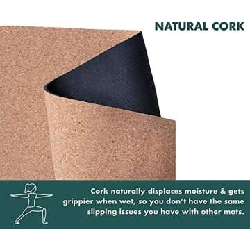 GURUS Sweat Proof Durable Cork Yoga Mat Thick Non Slip Exercise Mat for Home Workout (Cork Yoga Mat)