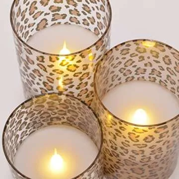 Wild Leopard Flameless LED Pillar Candles Set of 3
