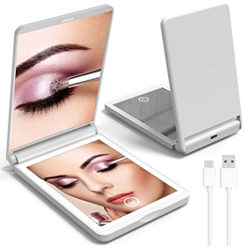 Lighted Travel Mirror with 1X/3X Magnification