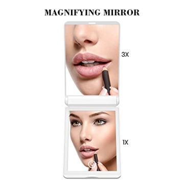Lighted Travel Mirror with 1X/3X Magnification