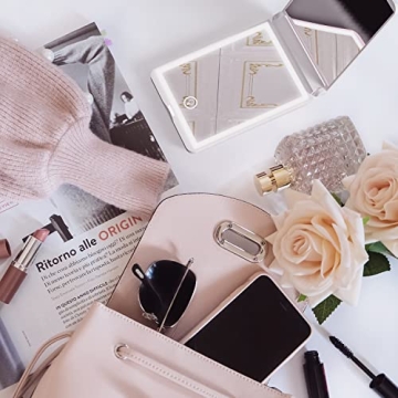 Lighted Travel Mirror with 1X/3X Magnification