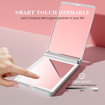 Lighted Travel Mirror with 1X/3X Magnification