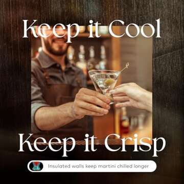 Dragon Glassware Stemless Martini Glasses - 7 oz Clear Set of 2 - Double Wall Insulated Cocktail Glass Set - Unique and Fun Gift for Espresso Martini Lovers