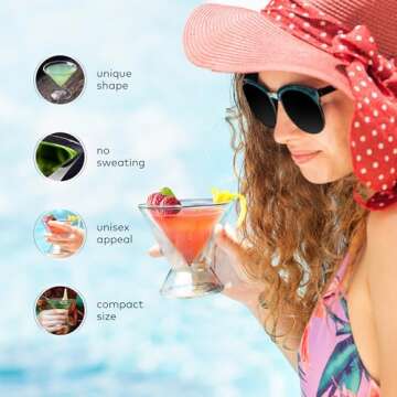 Dragon Glassware Stemless Martini Glasses - 7 oz Clear Set of 2 - Double Wall Insulated Cocktail Glass Set - Unique and Fun Gift for Espresso Martini Lovers