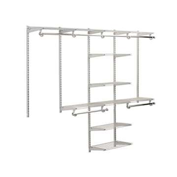 Rubbermaid Configurations Deluxe Custom Closet Kit, 4-8 Ft. Adjustable Metal Wire Shelving, Titanium Finish, Expandable Organization System, Hardware Included, for Home Closet/Pantry/Laundry/Mudroom