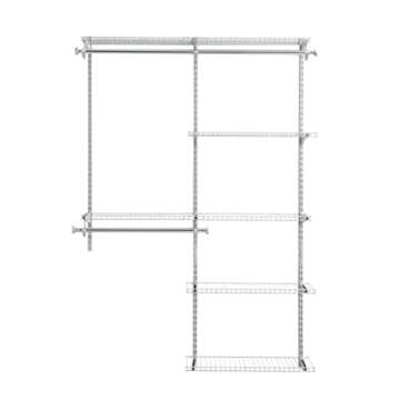 Rubbermaid Configurations Deluxe Custom Closet Kit, 4-8 Ft. Adjustable Metal Wire Shelving, Titanium Finish, Expandable Organization System, Hardware Included, for Home Closet/Pantry/Laundry/Mudroom