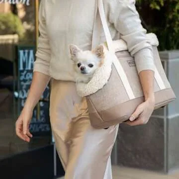 Sherpa Tan Luxe Tote Fashionable Pet Carrier Medium