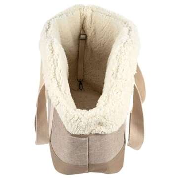 Sherpa Tan Luxe Tote Fashionable Pet Carrier Medium