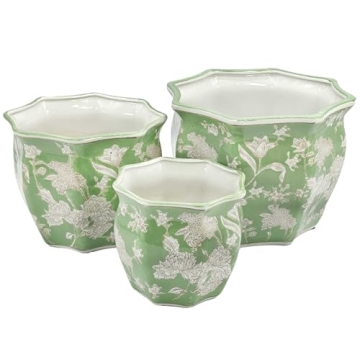 Galt International Fluted Ceramic Planter Set of 3