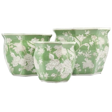 Galt International Fluted Ceramic Planter Set of 3