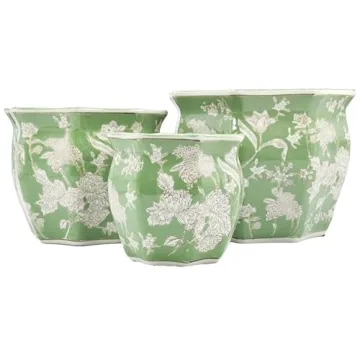 Galt International Fluted Ceramic Planter Set of 3