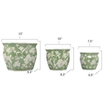 Galt International Fluted Ceramic Planter Set of 3
