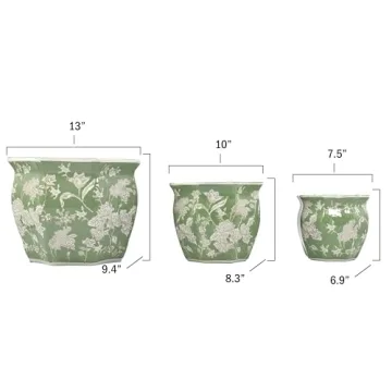 Galt International Fluted Ceramic Planter Set of 3