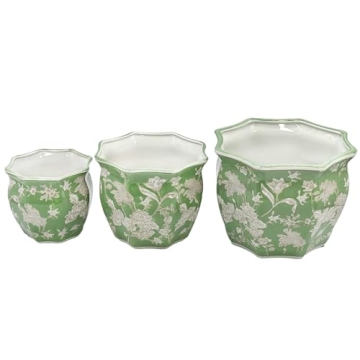 Galt International Fluted Ceramic Planter Set of 3