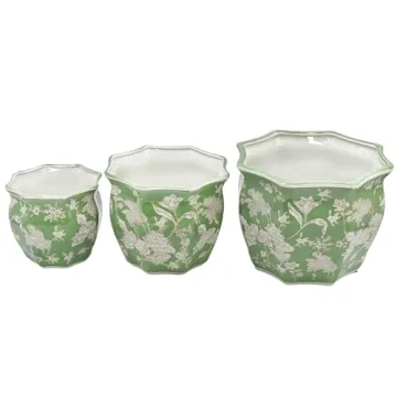 Galt International Fluted Ceramic Planter Set of 3