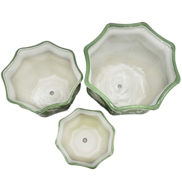 Galt International Fluted Ceramic Planter Set of 3