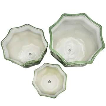 Galt International Fluted Ceramic Planter Set of 3
