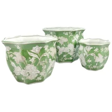 Galt International Fluted Ceramic Planter Set of 3