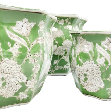 Galt International Fluted Ceramic Planter Set of 3