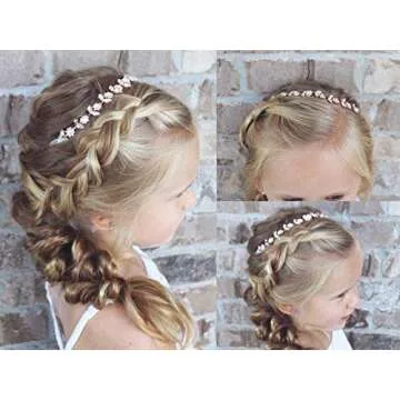 SWEETV Rose Gold Flower Girl Headband for Weddings