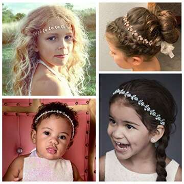 SWEETV Rose Gold Flower Girl Headband for Weddings