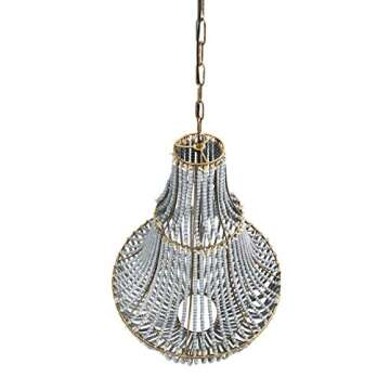 Creative Co-Op Faded Blue Wood Bead Chandelier