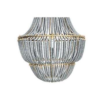 Creative Co-Op Faded Blue Wood Bead Chandelier
