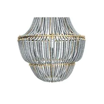 Creative Co-Op Faded Blue Wood Bead Chandelier