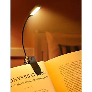 Monotremp Book Lights for Reading at Night in Bed, 80 Hours Runtime LED Book Light Rechargeable, 3 B...
