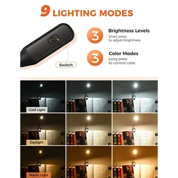 Portable LED Book Light with Adjustable Brightness and Color