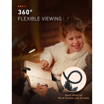 Portable LED Book Light with Adjustable Brightness and Color