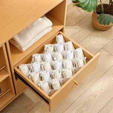 ROUFA Underwear and Sock Drawer Organizers, Honeycomb Drawers Dividers for Clothing, Panties Drawer ...