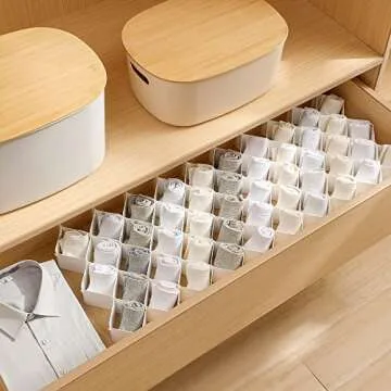 ROUFA Underwear and Sock Drawer Organizers, Honeycomb Drawers Dividers for Clothing, Panties Drawer Organizer and Storage for Women Men(4 Sets of White, 86 Slots)