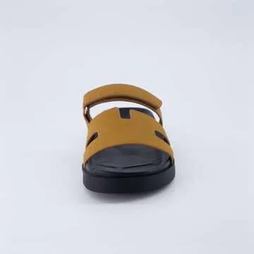 CUSHIONAIRE Women's Lotto footbed sandal with +Comfort, Wide Widths Available, Whiskey Vegan Suede 6.5