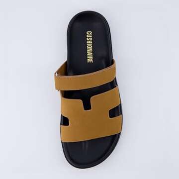 CUSHIONAIRE Women's Lotto footbed sandal with +Comfort, Wide Widths Available, Whiskey Vegan Suede 6.5